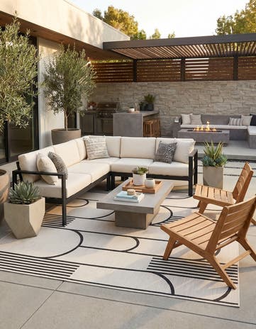 10' x 10' Easy-Clean Modern Indoor / Outdoor Square Rug