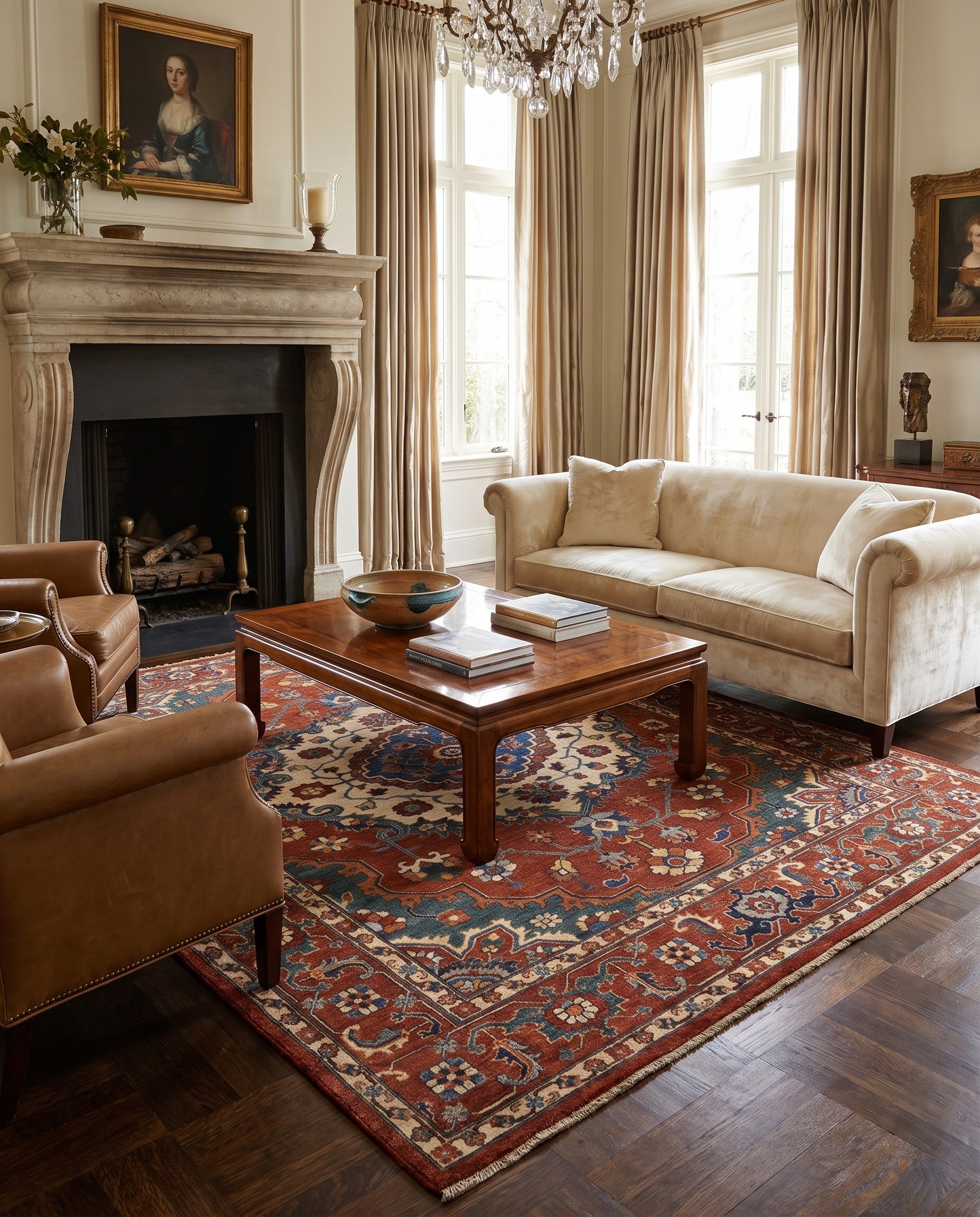 8' 2 x 10' Hand Knotted Heriz Rug