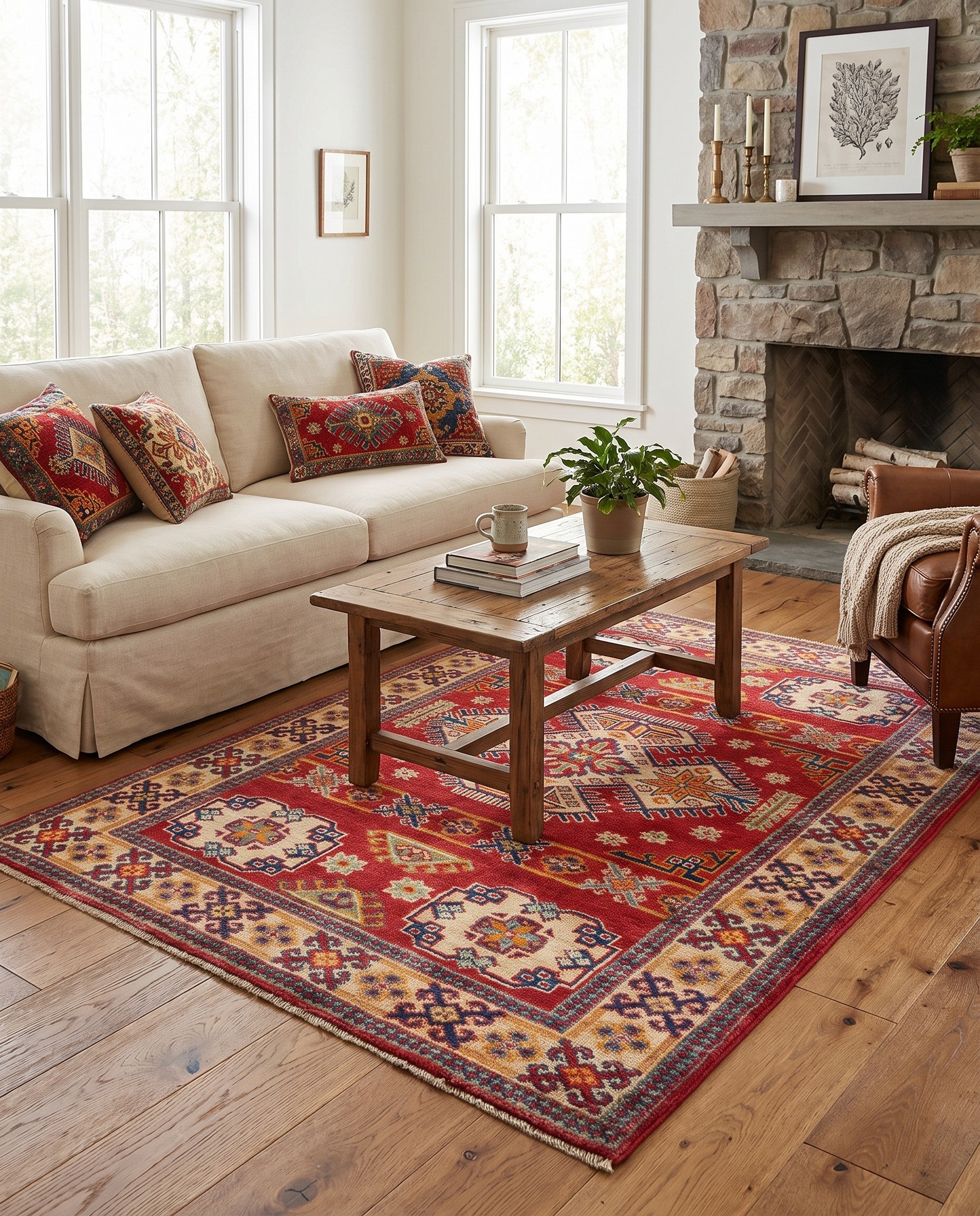 3' 5 x 4' 11 Hand Knotted Kazak Rug