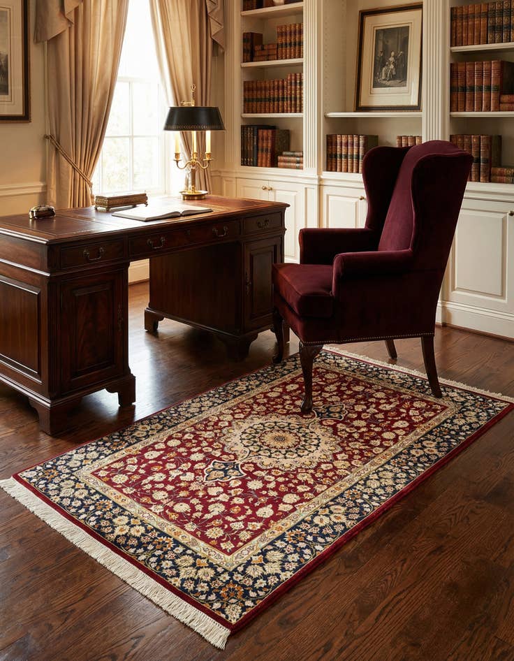 Detail image of 2' 7 x 3' 11 Ghom Silk Rug