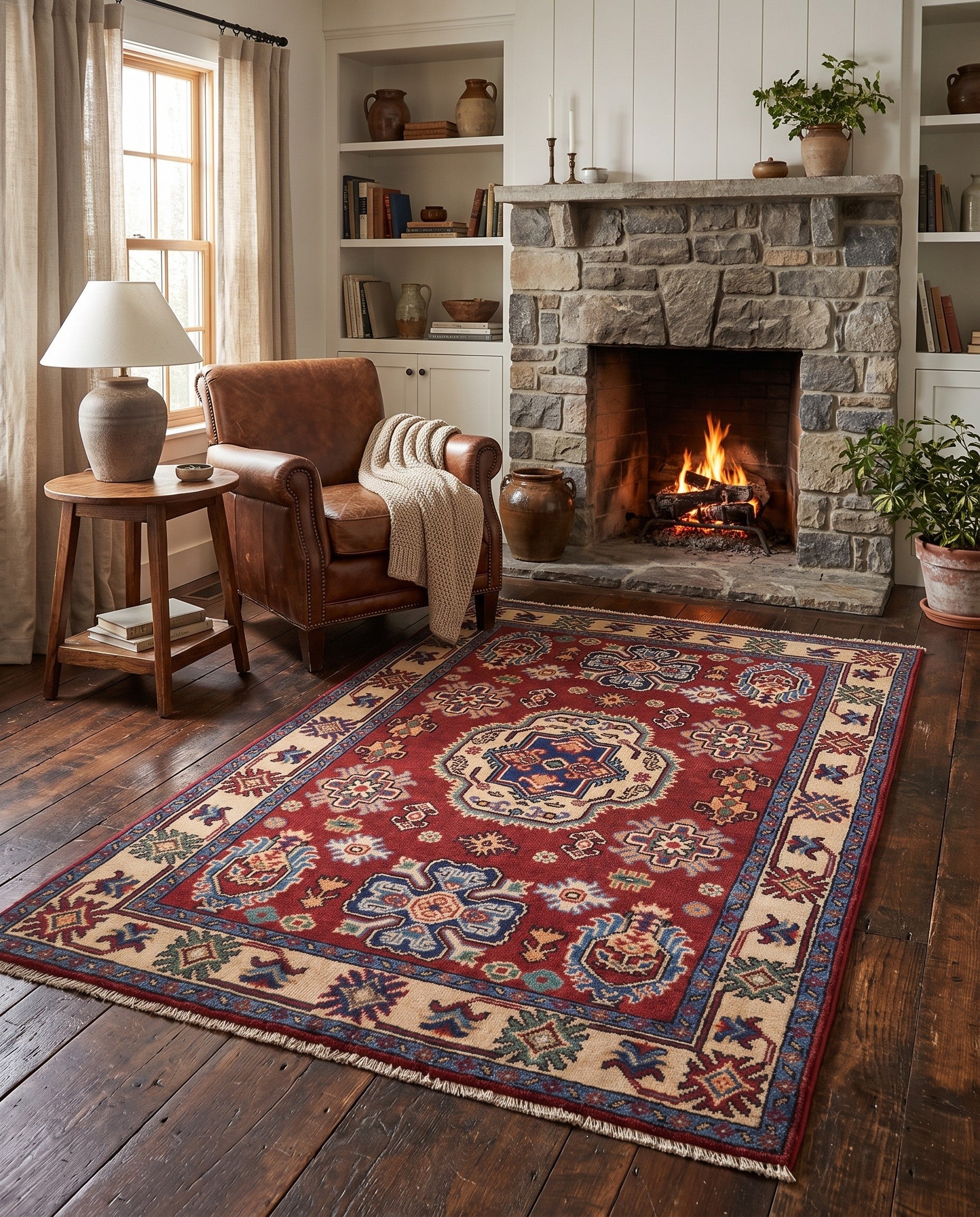 3' 4 x 5' Hand Knotted Kazak Rug