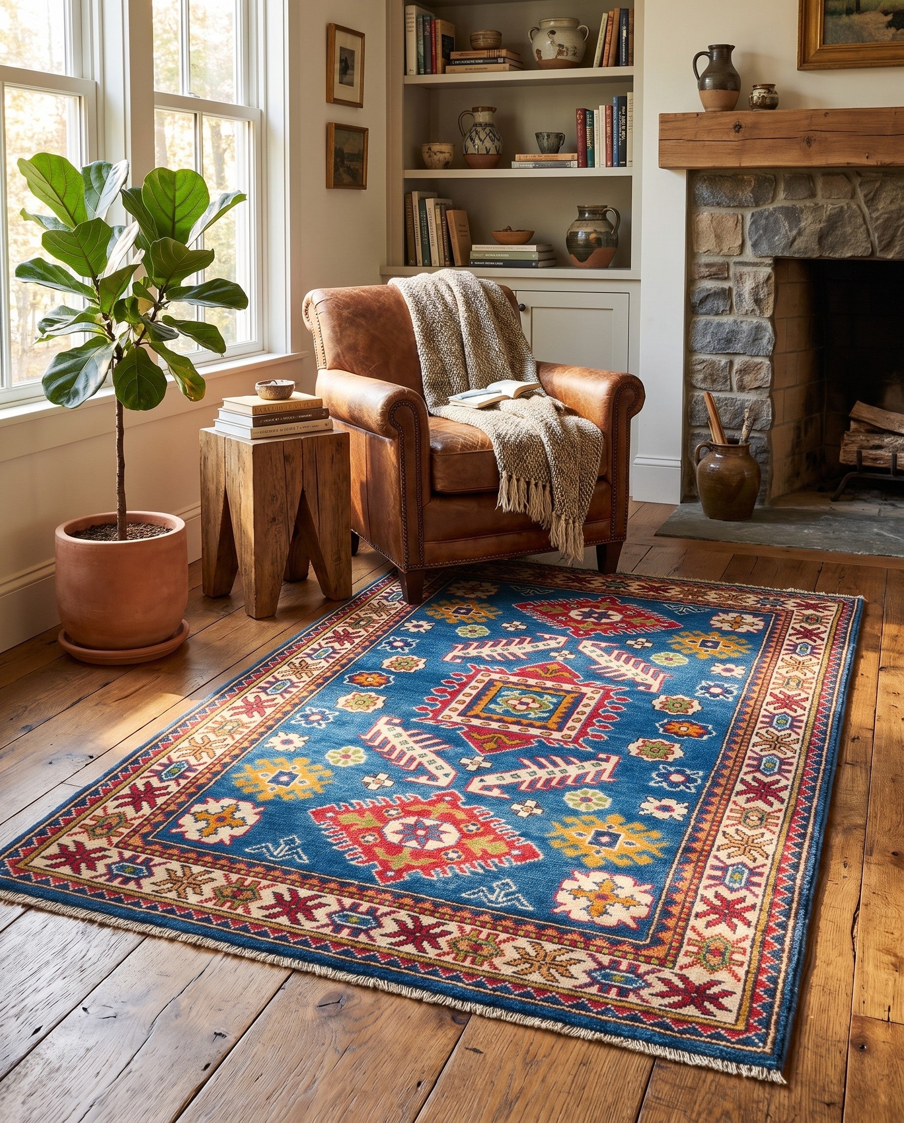 3' 3 x 4' 11 Hand Knotted Kazak Rug