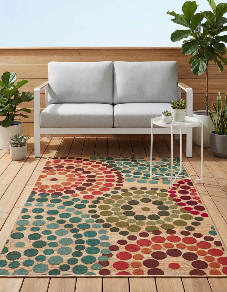 Detail image of 3' 3 x 5' 3 Washable Modern Indoor / Outdoor Rug