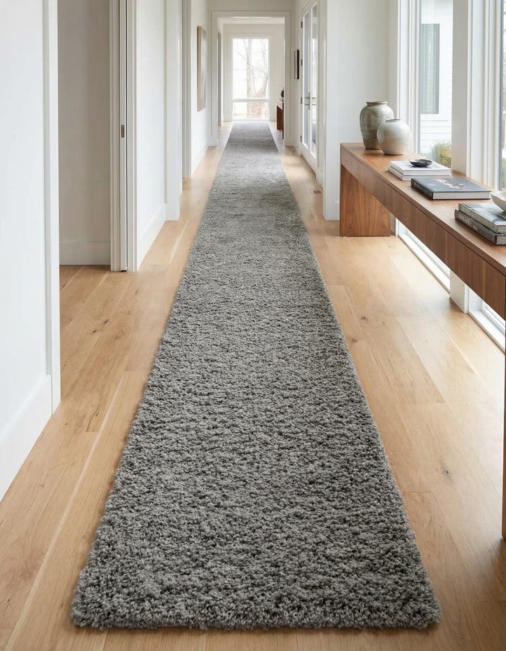 2' 7 x 19' 8 Solid Shag Runner Rug