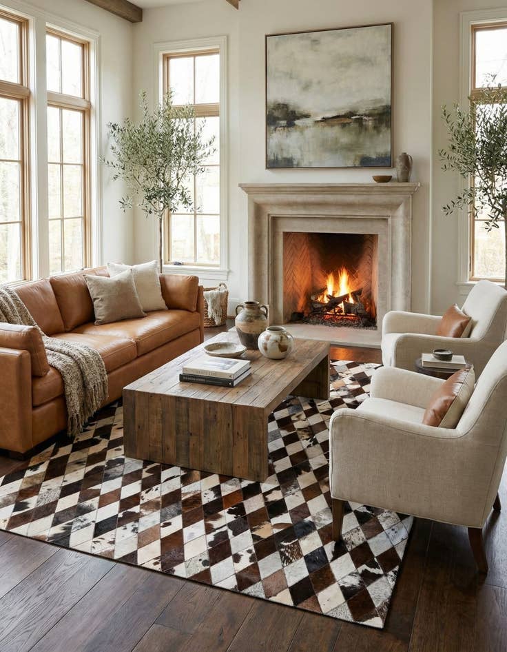 Detail image of 5' 8 x 7' 11 Cowhide Stocks Rug