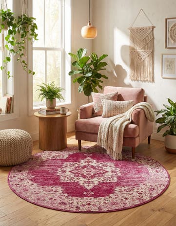 Pink Amulet Round Rug