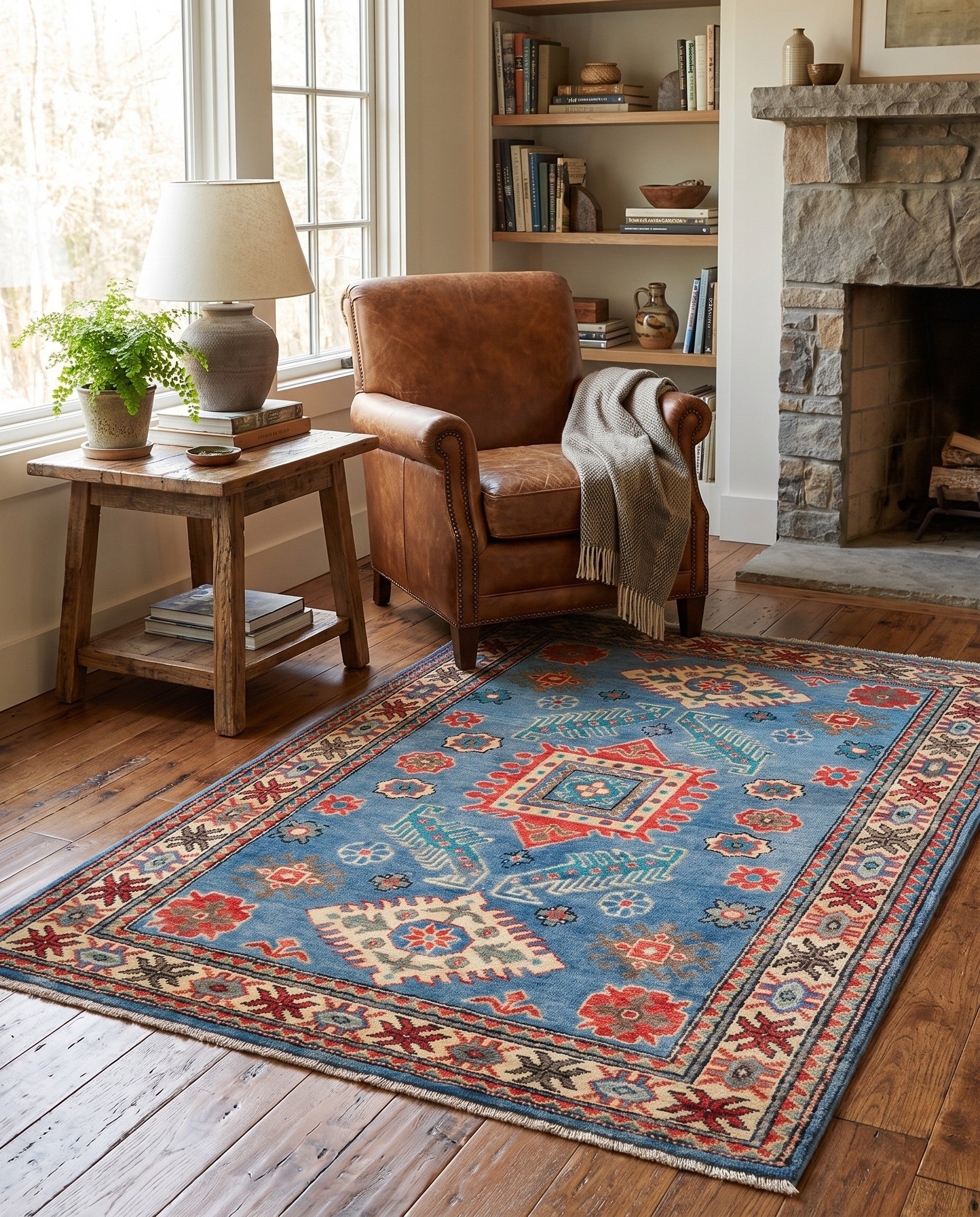 3' 5 x 5' 2 Hand Knotted Kazak Rug