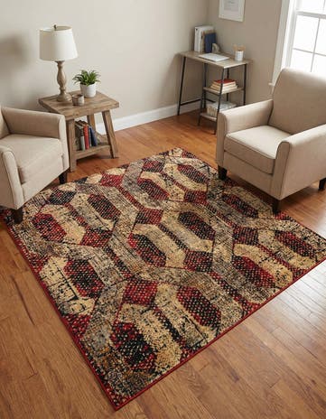 Burgundy Saturn Square Rug