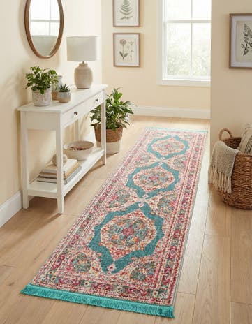 Turquoise Santiago Runner Rug
