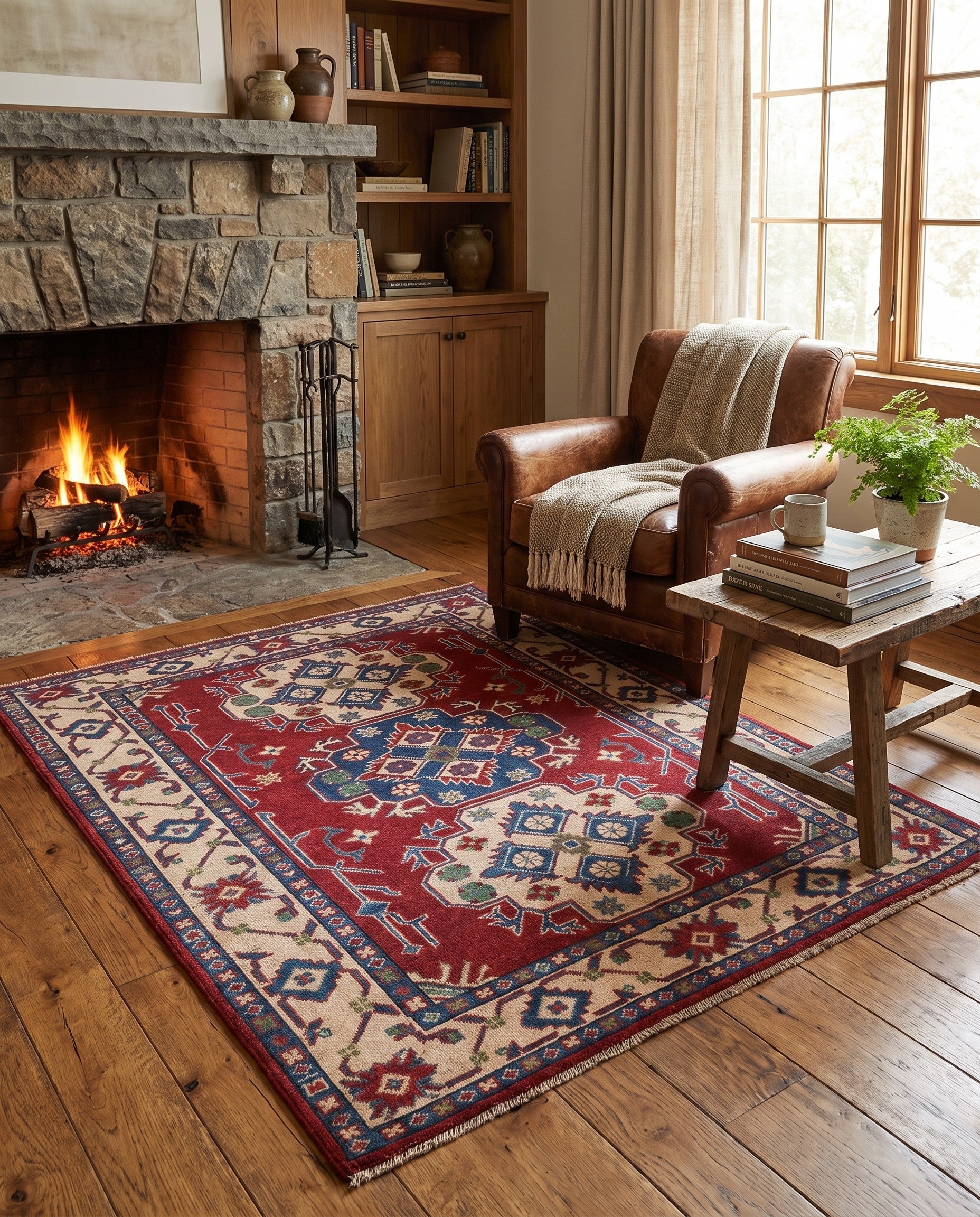 3' 5 x 4' 11 Hand Knotted Kazak Rug
