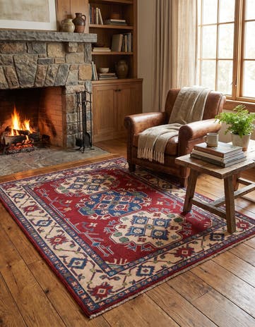 3' 5 x 4' 11 Hand Knotted Kazak Rug