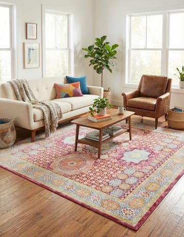 Beige Aqua Square Rug