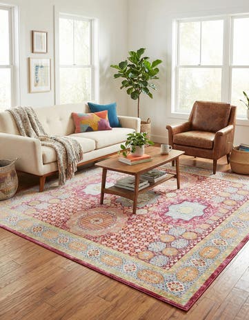 Beige Aqua Square Rug