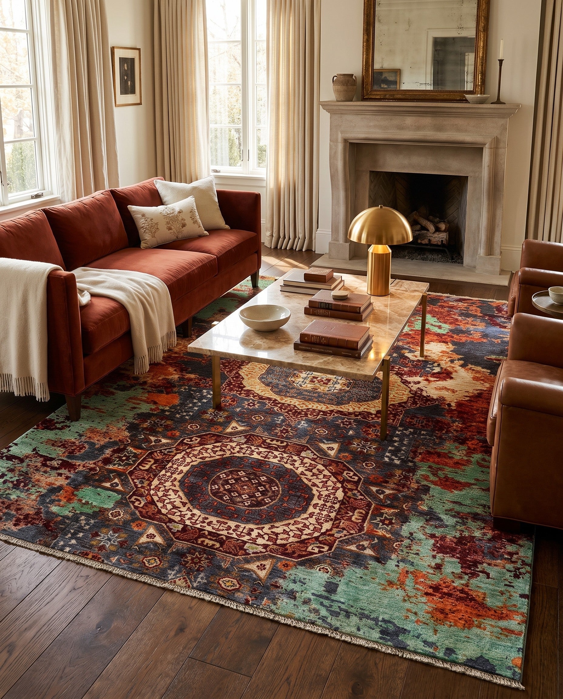6' 6 x 9' 4 Hand Knotted Mamluk Ziegler Rug