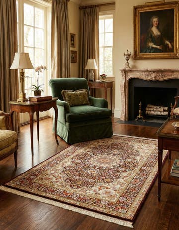 3' 4 x 4' 10 Ghom Silk Rug
