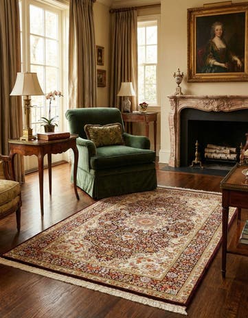 3' 4 x 4' 10 Ghom Silk Rug