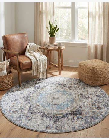 Vintage Ivory Yara Round Rug