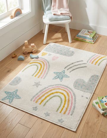 2' 2 x 3' Clouds and Rainbows Whimsy Kids Rug