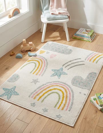 2' 2 x 3' Clouds and Rainbows Whimsy Kids Rug