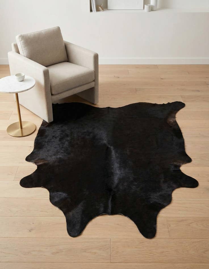 Detail image of 4' 9 x 4' 11 Cowhide Leather Square Rug