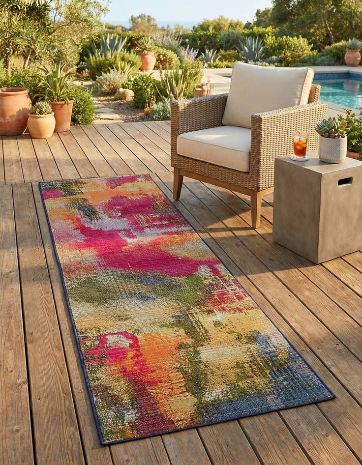 Detail image of 2' x 6' Washable Modern Indoor / Outdoor Runner Rug