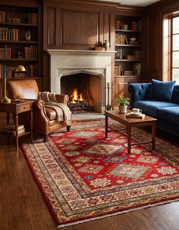 4' 11 x 6' 8 Hand Knotted Kazak Rug