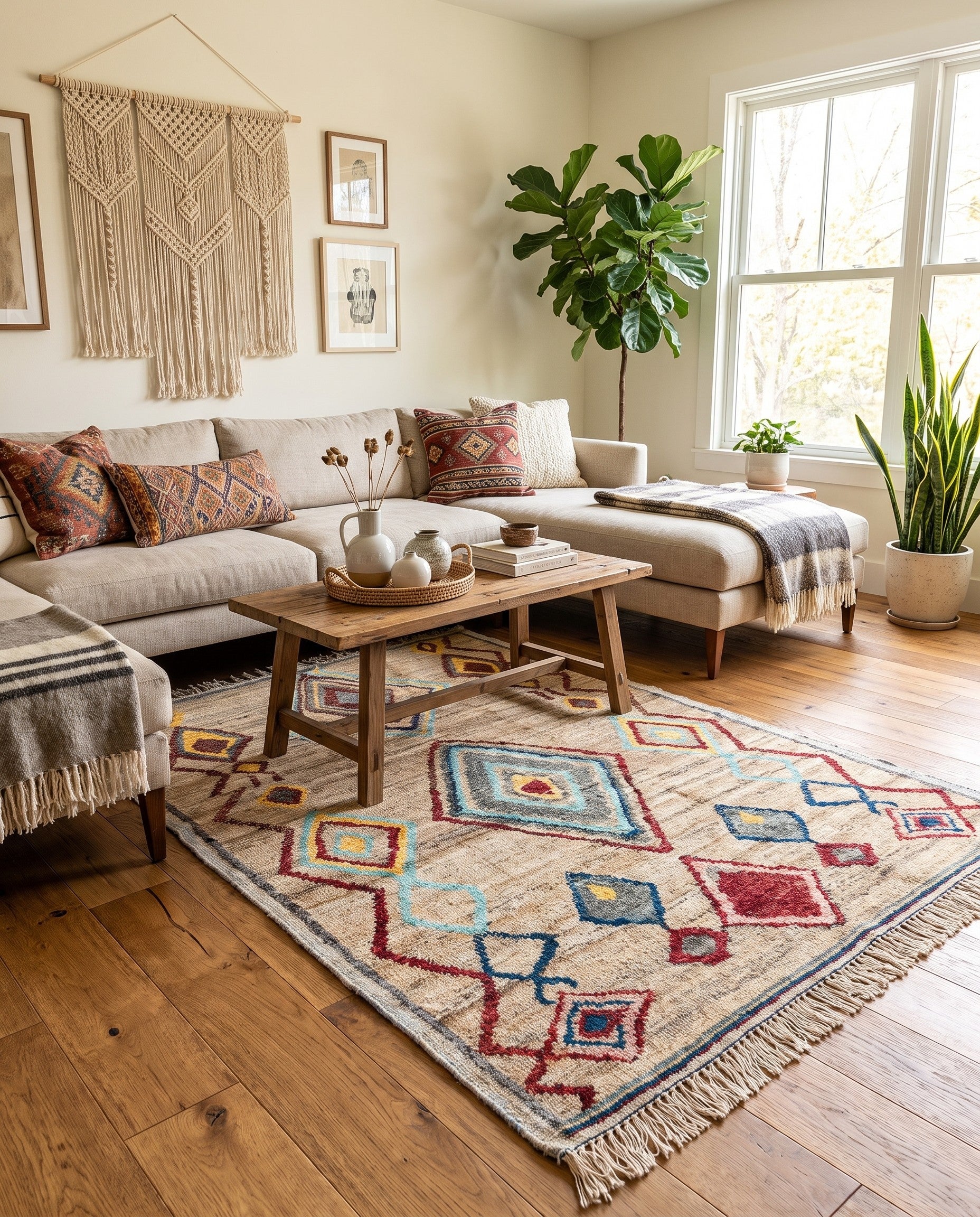 5' 10 x 9' 2 Hand Knotted Moroccan Wool Rug