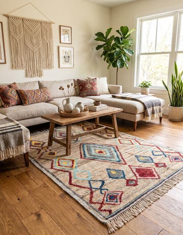 5' 10 x 9' 2 Hand Knotted Moroccan Wool Rug