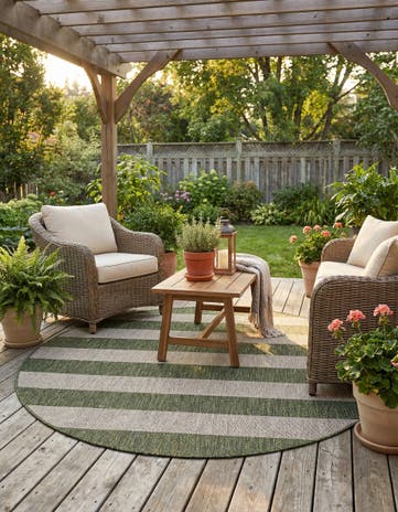 5' 3 x 5' 3 Easy-Clean Ribbon Indoor / Outdoor Round Rug