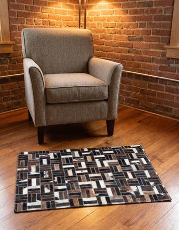 2' x 3' Cowhide Leather Rug