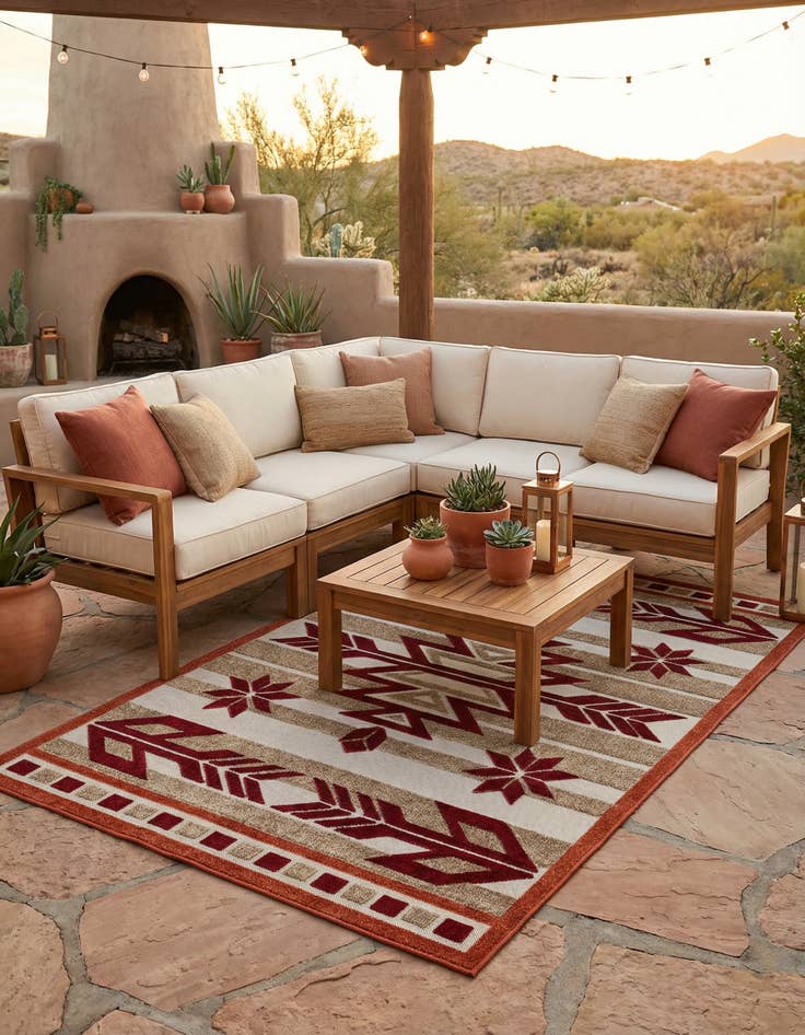 Detail image of 5' x 8' Washable Modern Indoor / Outdoor Rug