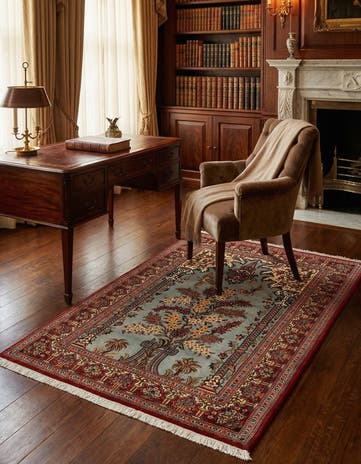 3' 6 x 5' Hand Knotted Qom Persian Rug