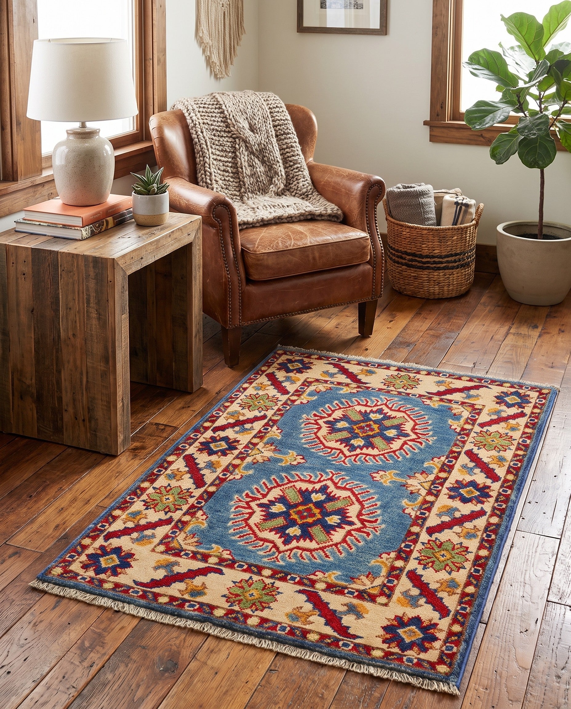2' x 3' Hand Knotted Kazak Rug