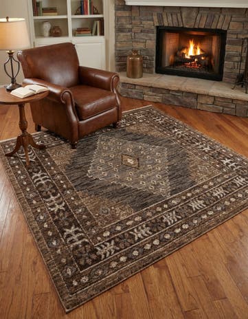 Gray Grand Tradition Square Rug