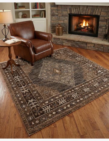 Gray Grand Tradition Square Rug