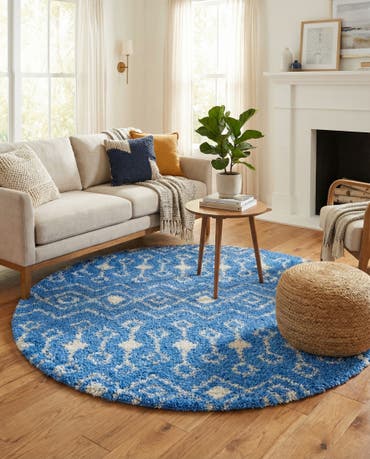  6' x 6' Moroccan Trellis Shag Round Rug