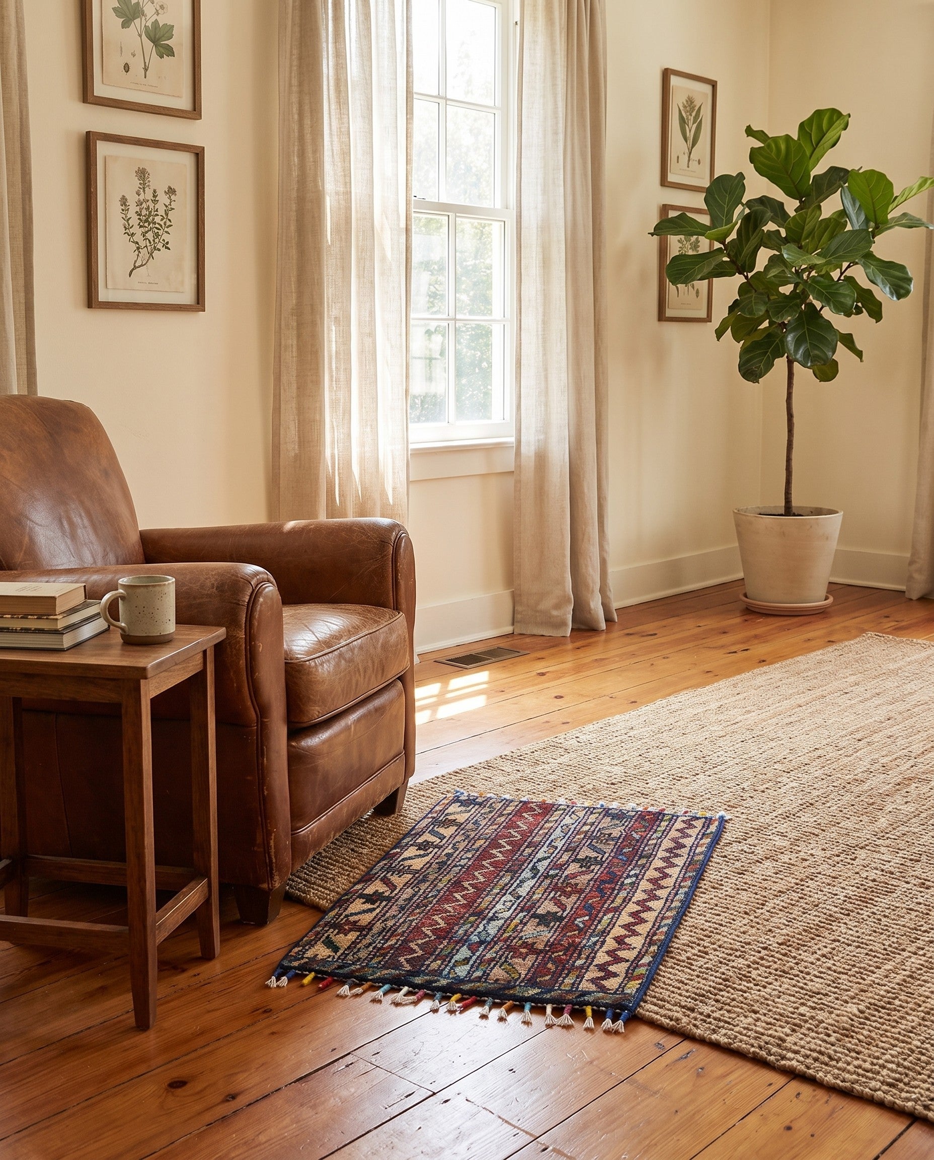 1' 4 x 2' Hand Knotted Ziegler Rug