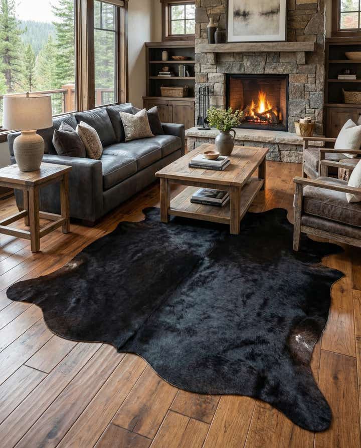 6' 2 x 6' 8 Cowhide Leather Square Rug