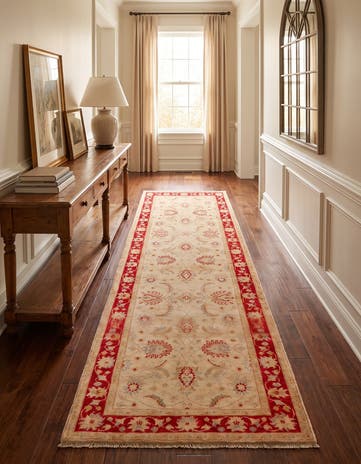 2' 8 x 9' 10 Hand Knotted Pershawar Ziegler Runner Rug