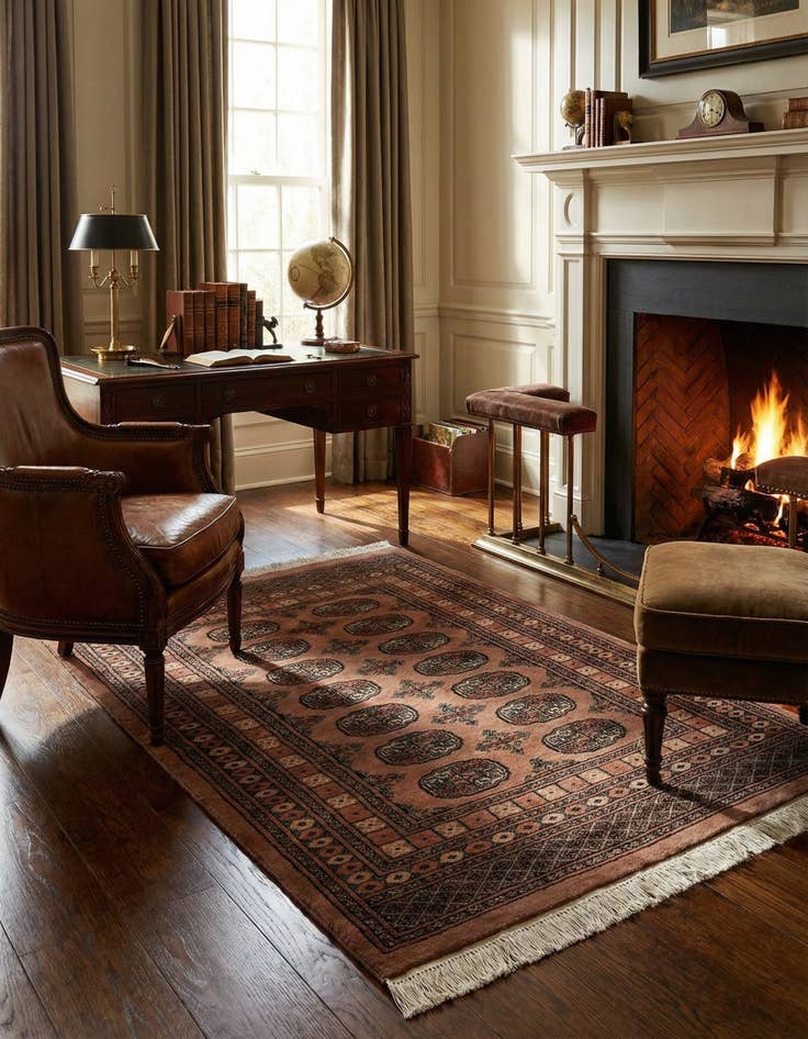 Detail image of 4' 2 x 5' 11 Hand Knotted Torkaman Persian Wool Rug