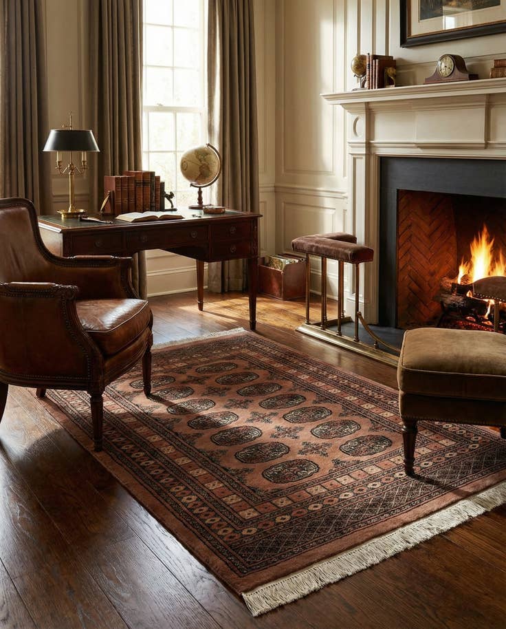 Detail image of 4' 2 x 5' 11 Hand Knotted Torkaman Persian Wool Rug