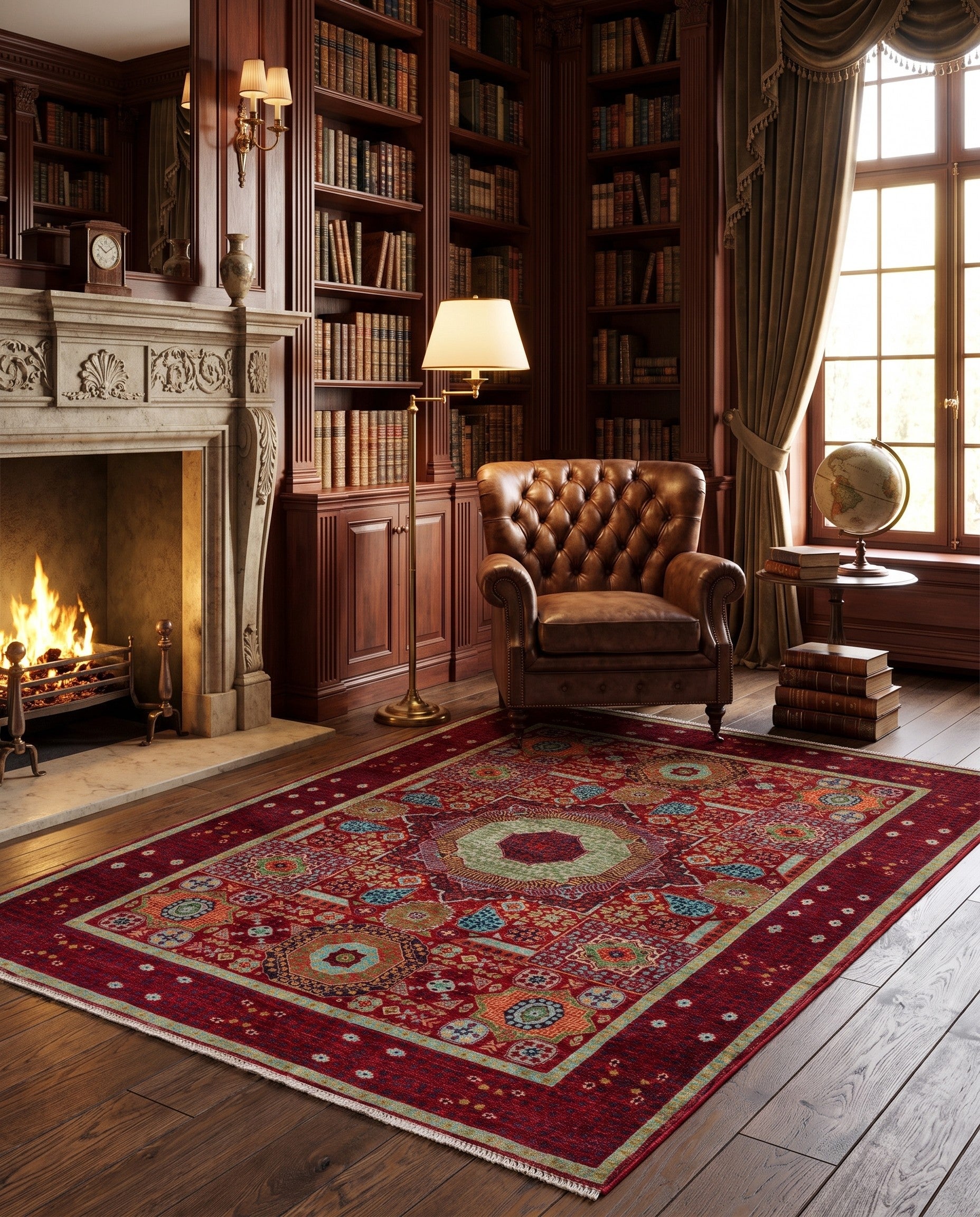 4' 11 x 6' 5 Hand Knotted Mamluk Ziegler Rug