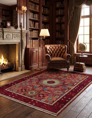 4' 11 x 6' 5 Hand Knotted Mamluk Ziegler Rug