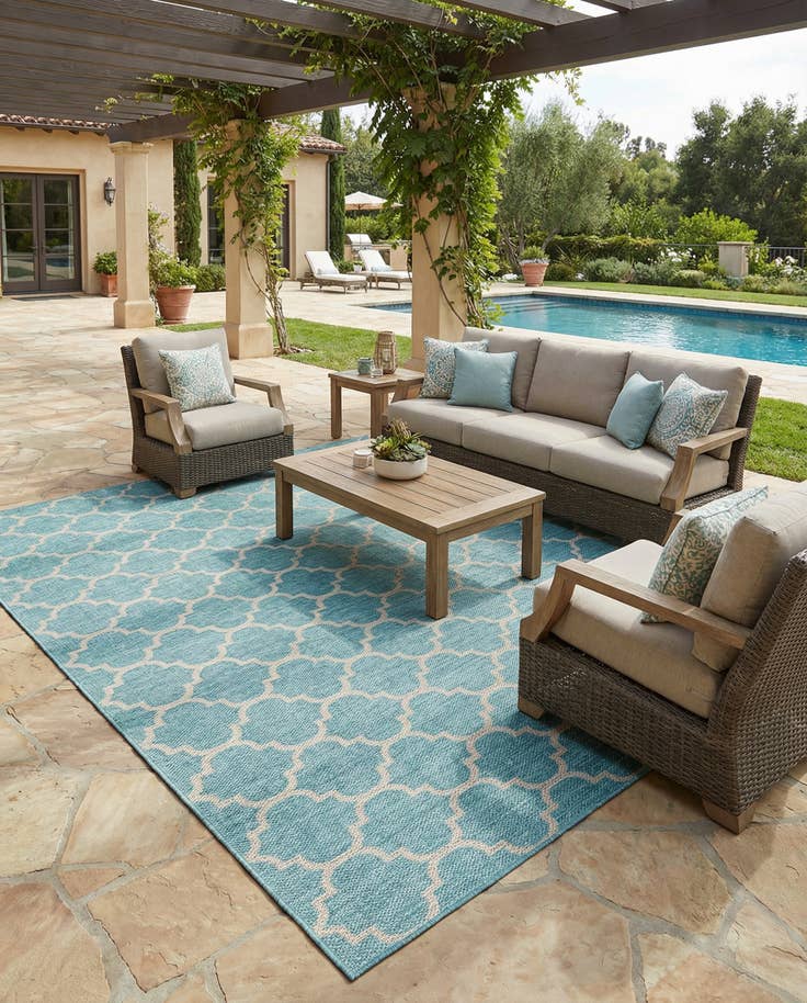 Detail image of 13' x 13' Easy-Clean Lattice Indoor / Outdoor Square Rug