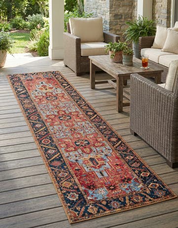 2' 7 x 12' Easy-Clean Traditional Indoor / Outdoor Runner Rug