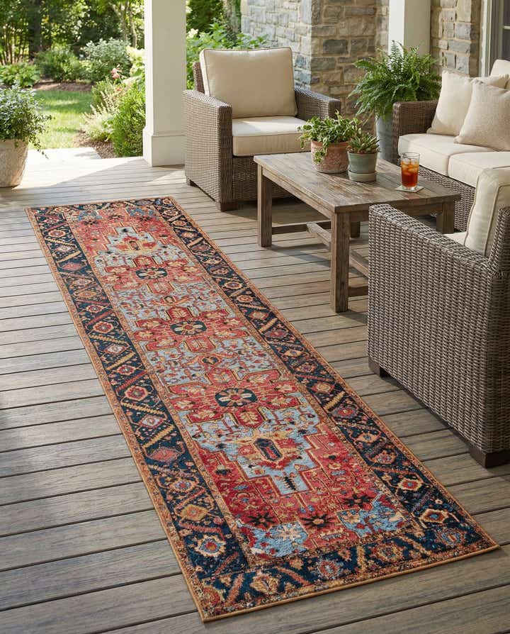 2' 7 x 12' Easy-Clean Traditional Indoor / Outdoor Runner Rug