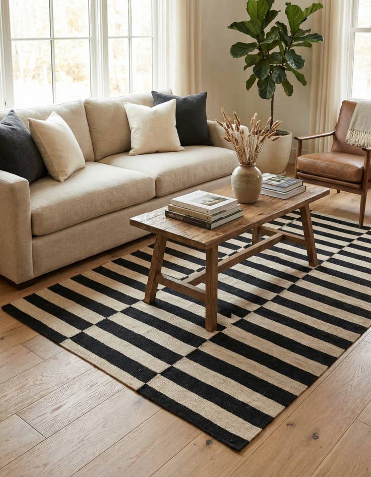 Detail image of 4' x 5' 6 Hand Woven Kilim Modern Wool Rug