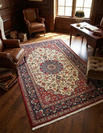 4' 7 x 7' Hand Knotted Qom Persian Rug