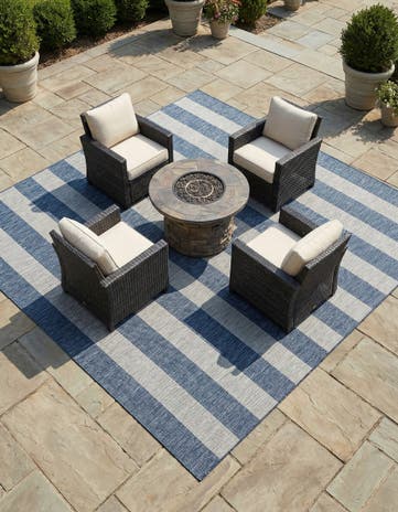 10' x 10' Easy-Clean Ribbon Indoor / Outdoor Square Rug