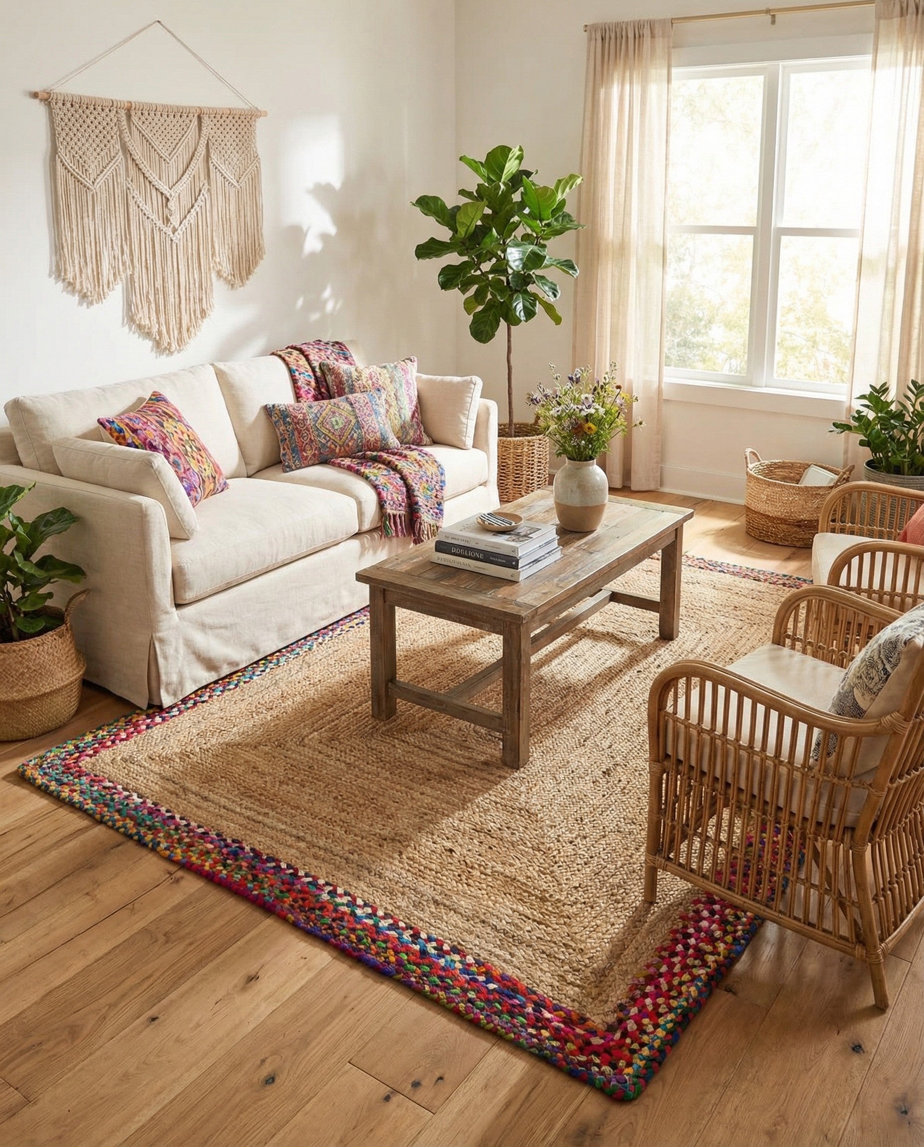 5' 1 x 8' Handmade Braided Jute Rug